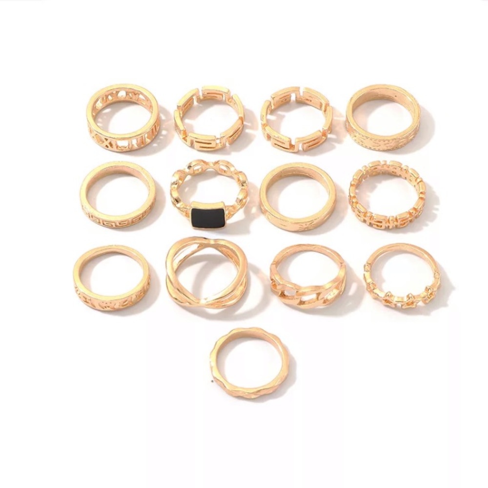 Stackable Gold And Black Rings - Picture 3 of 5